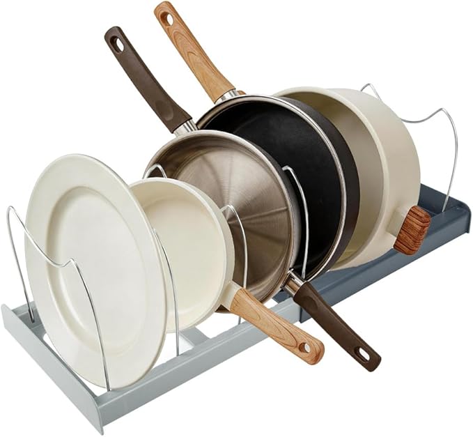 Pot and Pan Organizer Rack for Cabinet, Grey
