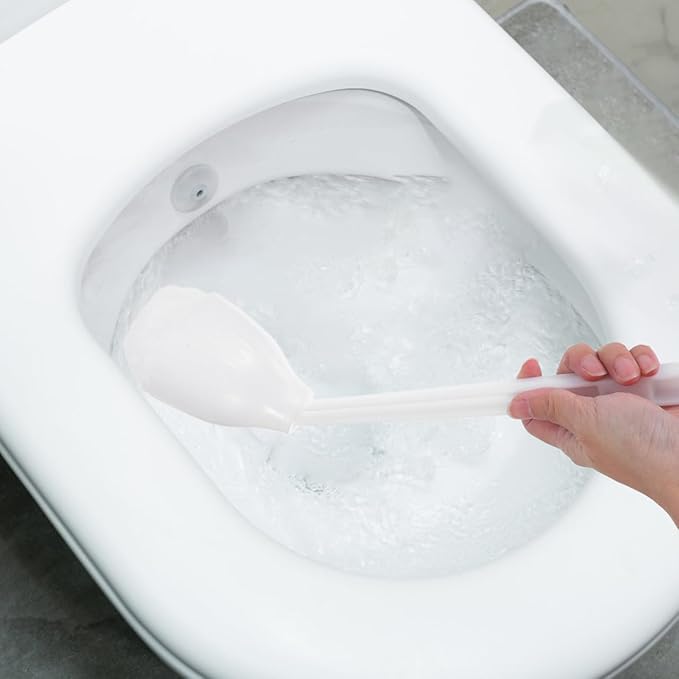 Long Handle Toilet Brush 15.35In with Soft Bristles and Angled Head for Deep Bathroom Cleaning - Water Squeeze Design 2 Pack for Home and Hotel Use