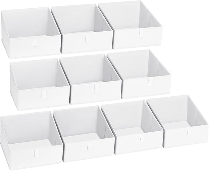 Closet Storage Bins 10 Pack, Fabric Storage Baskets for Shelves, White