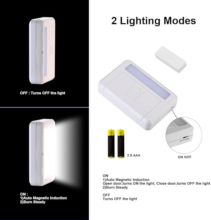 4 Pack Cordless Cabinet Lights, Door Open Activated Sensor Automatic Turn On Off Led Cupboard Drawer Closet Light Battery Operated Stick On Up Puck Lights Indoor for Kitchen Cabinets Pantry Gun Safe