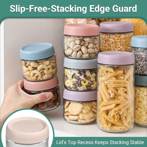 6-pack 8oz Glass jars with Airtight Lids, Overnight Oats Containers with Lids, Wide mouth Mason Salad jars, Glass Food Storage Containers for Snacks Yogurt Spice Sugar