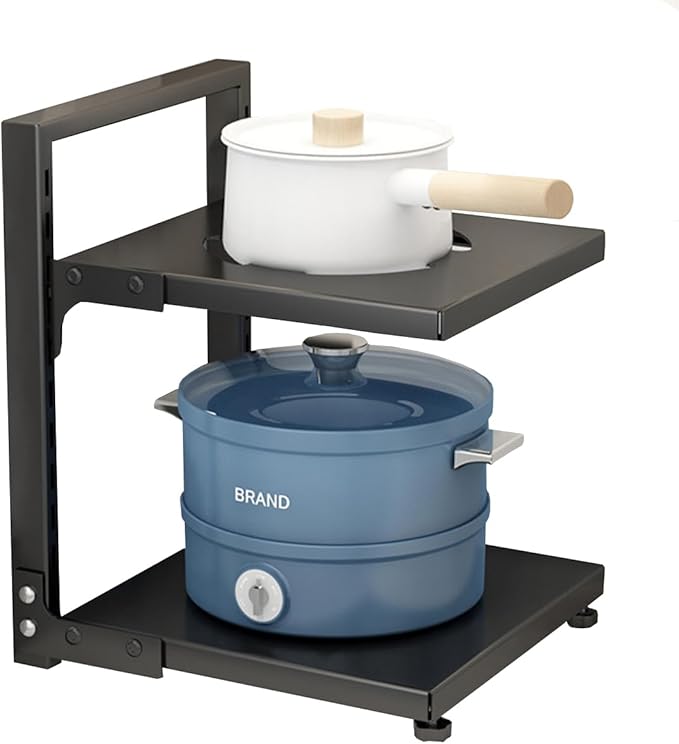 Pots and Pans Organizer for Cabinet Black Adjustable 2 Tier Pot Organizer Rack