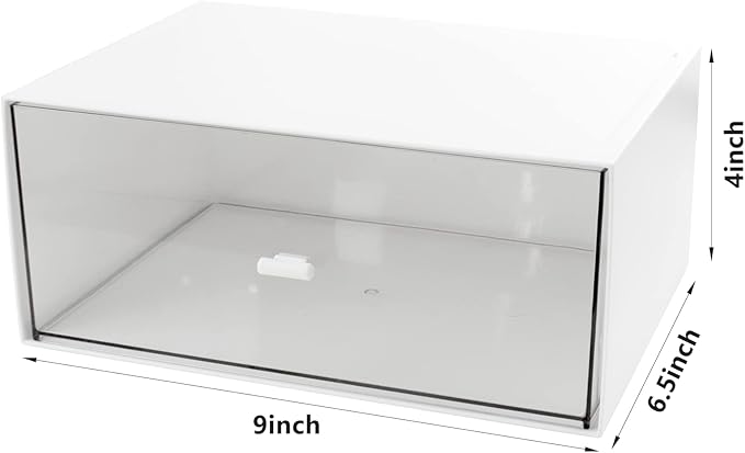 Desk Drawer Organizer, Stackable Storage Drawers, Plastic White Desk Organizers Great for Makeup Storage Bathroom Organization Accessories Etc
