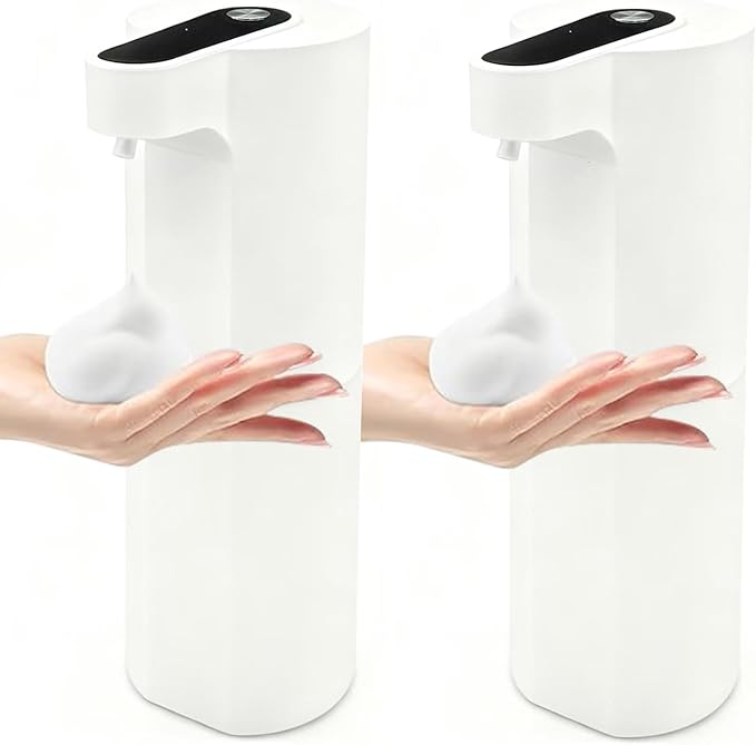 Automatic Soap Dispenser Touchless, Liquid & Foaming Soap Dispensers, USB Rechargeable Smart Hand Soap Dispenser, 3-Level Adjustable, 12.2oz/360ml (2 Pcs Foam Set White)