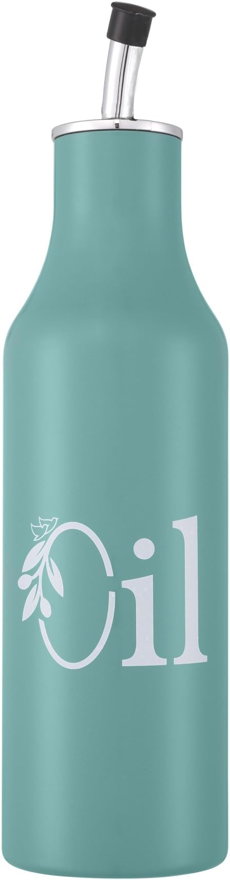 dudki 1 Litre Stainless Steel Oil Dispenser Bottle | Durable Metal Oil Pourer with Secure Leak-Proof Cap and Clean No-Drip Spout | Rust-Free Kitchen Oil Container for Everyday Cooking (Moss Green)