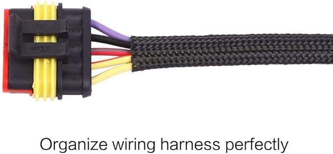 Keco 50ft – 1/4 inch & 1/2 inch PET Expandable Braided Cable Sleeve – Wire Sleeving for Audio Video and Other Home Device Cable Automotive Wire - Black