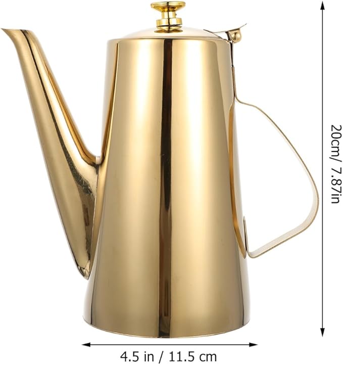 Yardwe Stainless Steel Oil Dispenser Bottle 7.87X4.52X3.34In Cold Water Kettle with Drip-Free Spout for Household Oil Storage and Kitchen Cooking