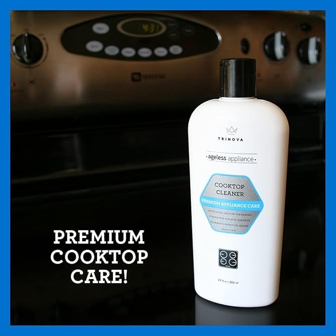 TriNova Premium Cooktop Cleaner and Scrubbing Pads. Best Cleaning Kit for Smooth Top Ranges & Stoves of Glass