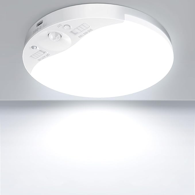 Rechargeable Motion Sensor Ceiling Light with Remote, 3000K/4000K/6500K, Magnetic Wireless Ceiling Light Battery Powered, Dimmable, Timer, Motion Activated, for Closet Shower Hallway Pantry, 1Pack