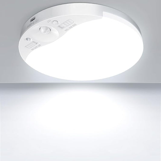 Rechargeable Motion Sensor Ceiling Light with Remote, 3000K/4000K/6500K, Magnetic Wireless Ceiling Light Battery Powered, Dimmable, Timer, Motion Activated, for Closet Shower Hallway Pantry, 1Pack