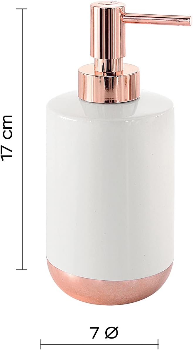 Gedy G-Rita, Dimensions and Weight: 17 x 7 x 7 cm & 0.23 kg, Ceramic Bathroom Soap Dispenser, White Finish, R&S Design, 2 Year Warranty, Unica