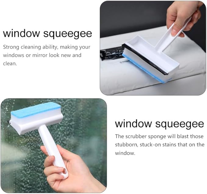 Baluue Window Cleaner - 2-in-1 Squeegee & Sponge (7.28") - Car/Glass Cleaning
