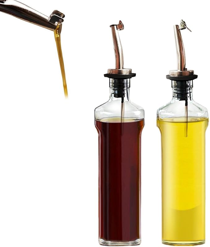 olive oil spouts,Stainless Steel Classic Bottle Pour Tapered Spouts for Pours liquor, vinegar, syrup or oils with Stainless Steel Funnels (2pcs)