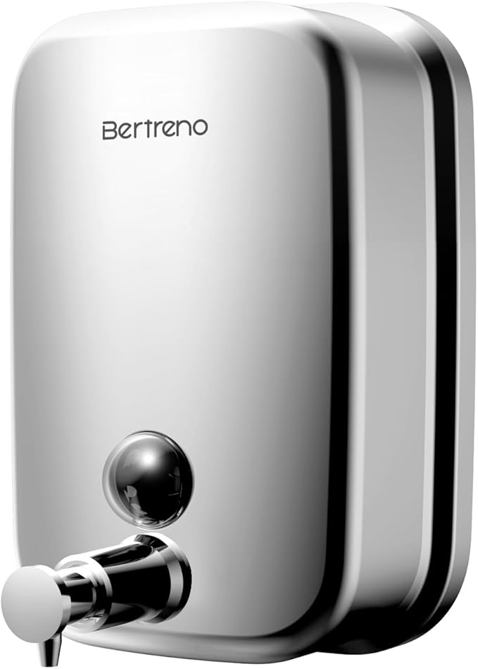 Commercial Soap Dispenser Wall Mount Stainless Steel Soap Dispensers Liquid Manual Anti-Leak Pump Hand Soap Dispenser for Bathroom Kitchen Silver (17 fl.oz./500ml)