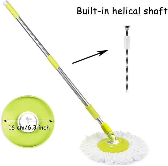 Spin Mop Pole Handle Replacement, Home Floor 360 Degrees Rotating Telescopic Replacement Handle Cleaning Tool Accessories Enhanced Thickened Version for Cleaning Home Bedroom Office (Green)