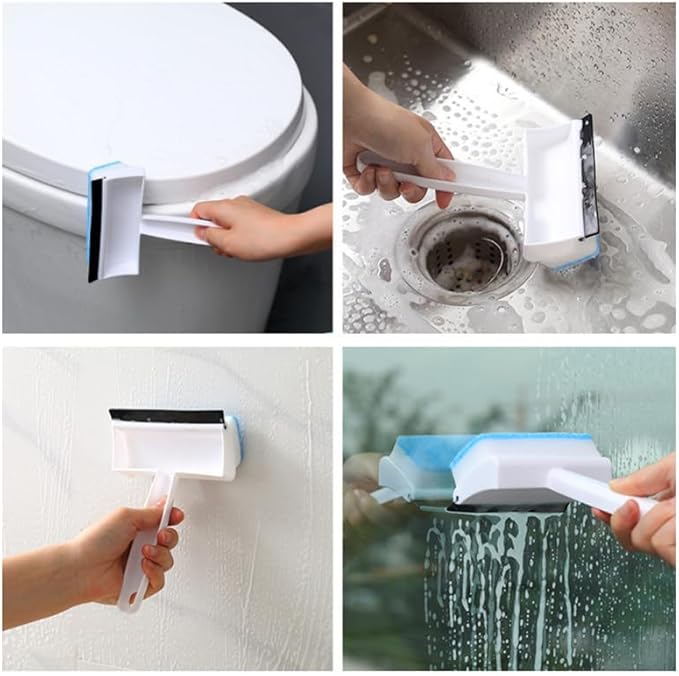 Baluue Window Cleaner - 2-in-1 Squeegee & Sponge (7.28") - Car/Glass Cleaning