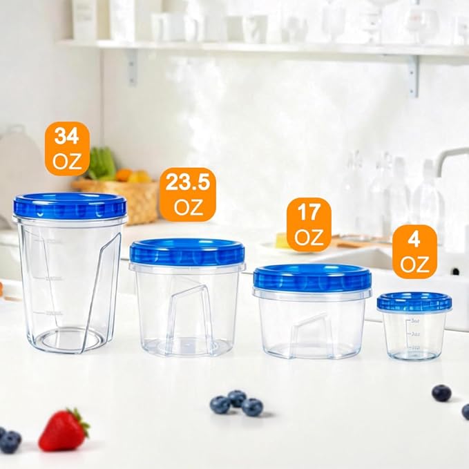 12 Pack 4oz Small Freezer Storage Containers with Twist Top Lids Airtight