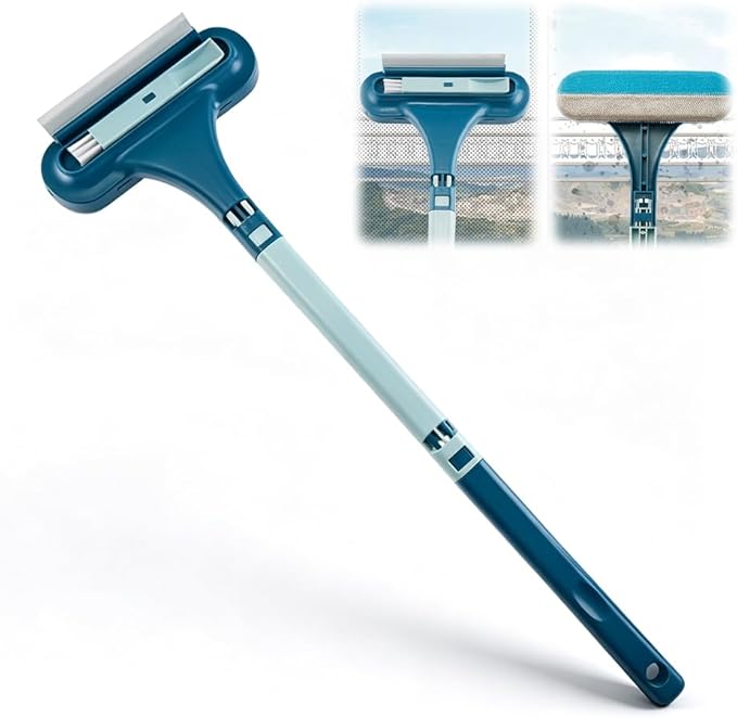 Window Screen Cleaner, 2 in 1 Detachable Window Cleaning Brush with Squeegee