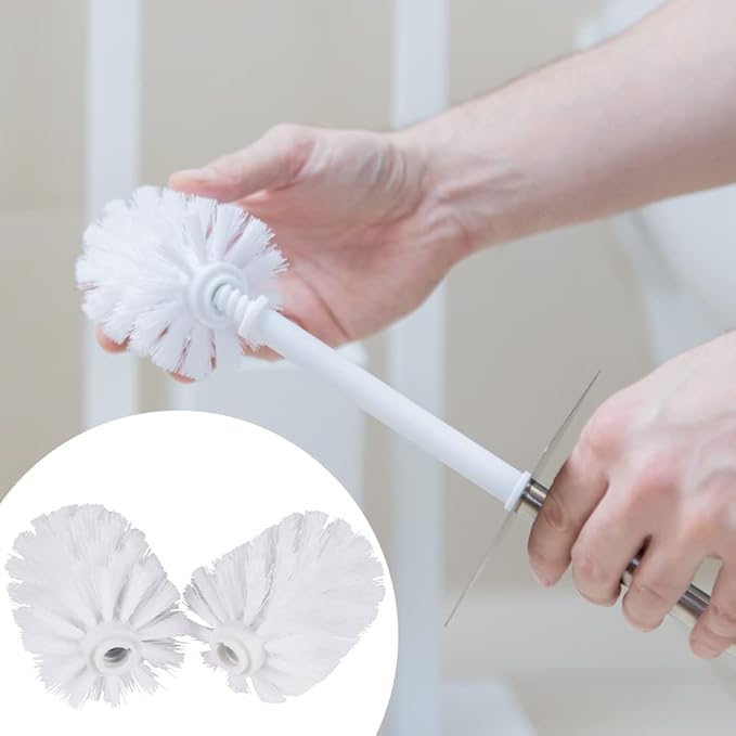 Faddare 2pcs Toilet Brush Replacement Head, Plastic Replacement Toilet Bowl Brush Head, Universal Round Ball Shaped Toilet Brushes Heads Bathroom Brush Cleaners Bathroom Cleaning Tool(White)