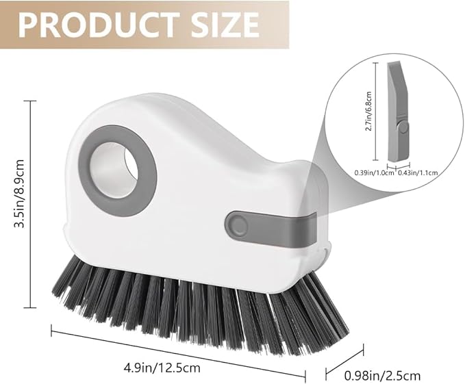 2 in 1 Groove Cleaning Brush, Window Track Cleaner Brush with Hidden Scraper, Crevice Cleaning Brush for Sliding Door Track, Window Sill, Narrow Gaps, Kitchen & Bathroom Cleaning Tool (Orange)