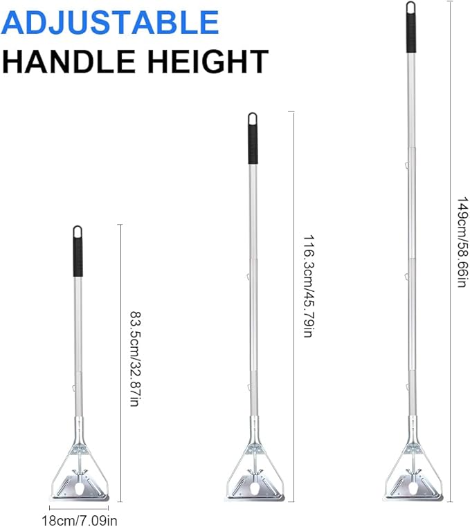 BeiLan Mop Handle Commercial Heavy Duty - 57 Inch Industrial Metal Clamp Mop Stick Replacement for Floor Cleaning - Professional Mops Head Replacement Holder