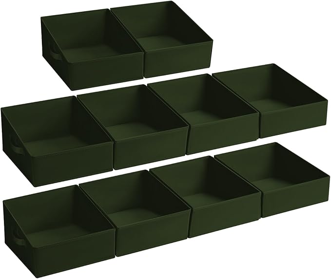 DIMJ Closet Storage Bins 10 Pack - Fabric Storage Baskets for Shelves, Collapsible Clothes Organizer with Handles