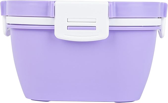 Restaurantware-Bento Tek 57.5 Ounce Bento Box, 1 Reusable Lunch Container - With Fork And Knife, Does Not Contain BPA, Purple And White Plastic Reusable Lunch Box, Microwavable, Dishwashable