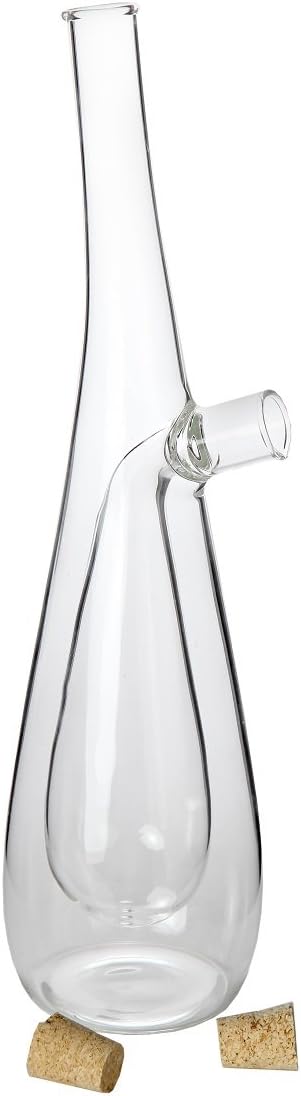 Lily's Home Glass Olive Oil and Vinegar Dispenser Bottle, for Kitchen Counter Cooking Salad, Dressing Leakproof 2 in 1 Cruet Containers (15 Ounces & 10 Ounces)