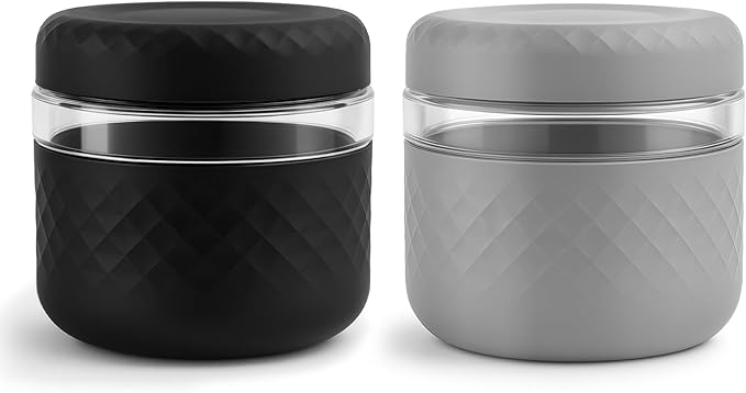 24 oz Glass Lunch Bowl Containers with Lids 2 Pack | Leak & Spill Proof, BPA-Free, Microwave & Dishwasher Safe