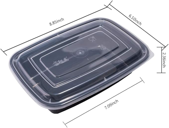 50-Pack Food Prep Containers, 1000ML/ 34 OZ Microwavable Food Storage Containers with Lids, Reusable Plastic lunch Containers Lunch Boxes- Stackable