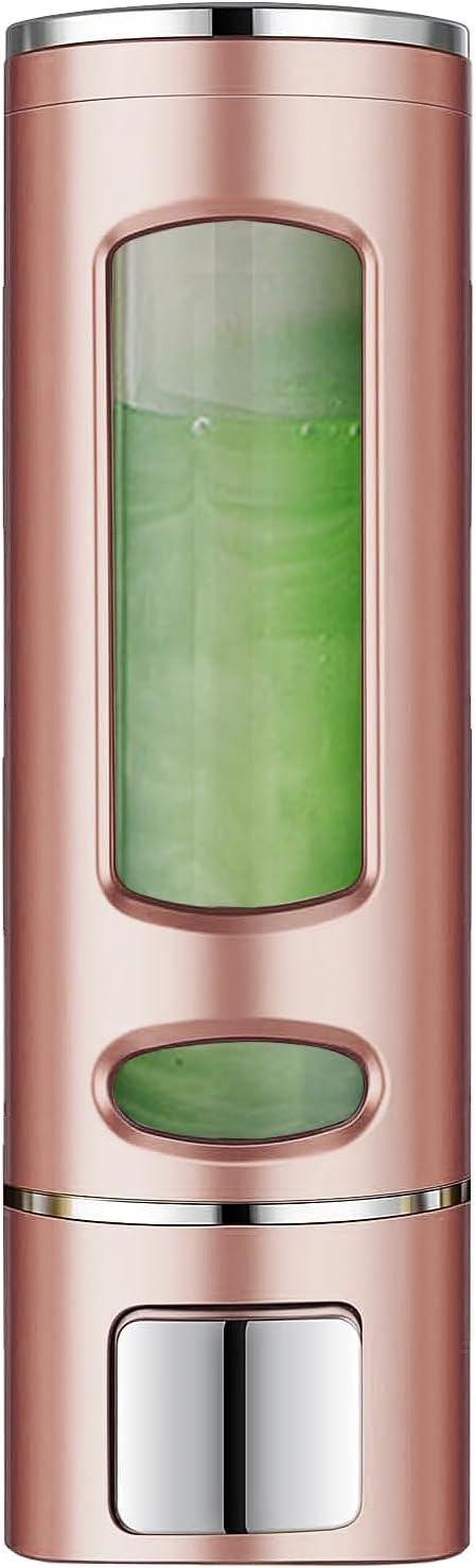 Single Wall Mounted Hand Soap Dispenser, 13.5oz/400ml Pink Bathroom Shower Dispenser Refillable Liquid Lotion Soap Dispenser for Bathroom Kitchen Hotel (Pink)
