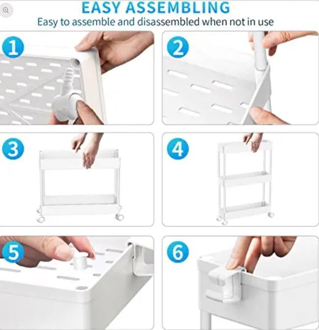 Slim Rolling Storage Cart, White