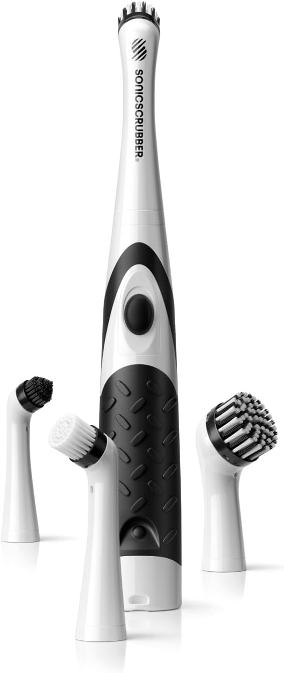 SonicScrubber Household Cleaning Brush Power Scrubber - Electric Spin Scrubber Brush for Home, Kitchen & Bathroom - Grout Cleaner & Removes Mould (Washing-Up System Spin Brush)