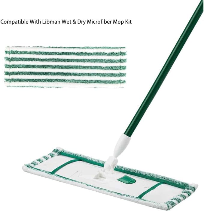 2 Pack Replacent Mop Refills Compatible with Libman Wet & Dry Microfiber Mop,Reusable Washable Microfiber Cloth Mop Head Pads for Wet and Dry Use (Set of 2)