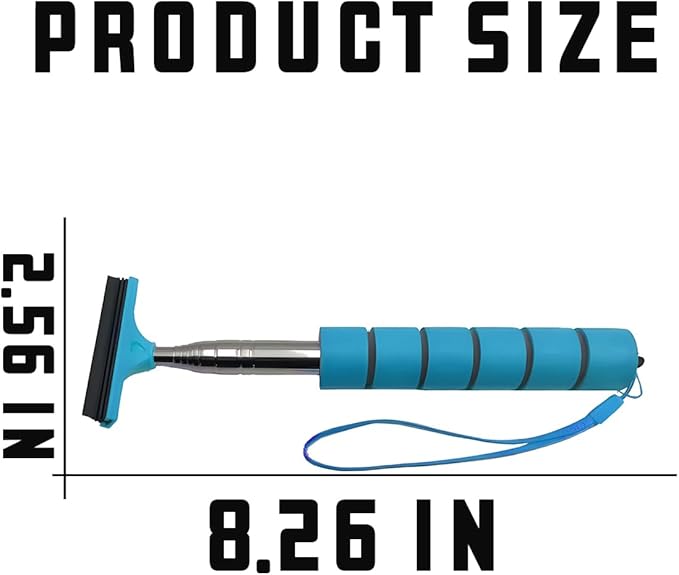 8sanlione Car Rearview Mirror Wiper, Retractable Auto Glass Squeegee, Water Cleaner with Telescopic Long Rod, Portable Cleaning Tool for All Vehicles