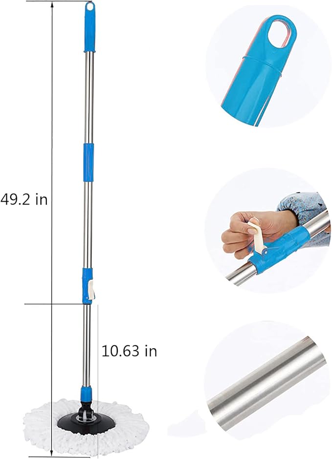 Syhonic Home Spin Mop Pole Handle Replacement for Floor Mop 360 No Foot Pedal Version, Blue