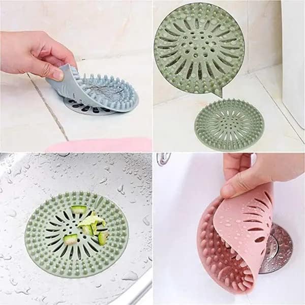 Shower Drain Hair Catcher - 5 Pack Anti-Slip TPR Silicone Drain Covers for Bathroom Tub Sink
