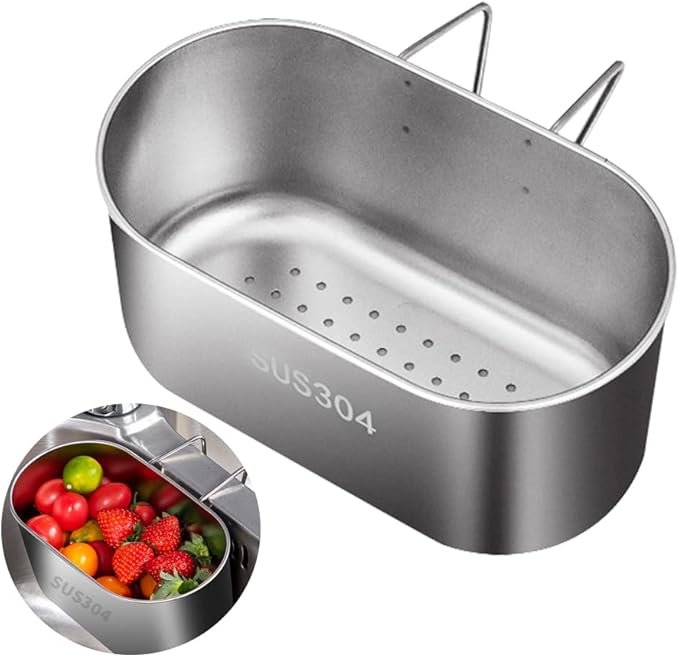 Stainless Steel Sink Drain Strainer Basket, Kitchen Food Catcher Sink Strainer Basket