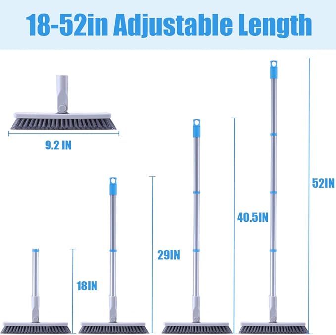 YONILL Grout Brush with Long Handle - Heavy Duty Grout Cleaner Brushes for Tile Floors, Swivel Stiff Bristles Floor Scrubber Cleaning Tool, Floor Scrub Brush for Shower, Kitchen, Baseboards and Corner