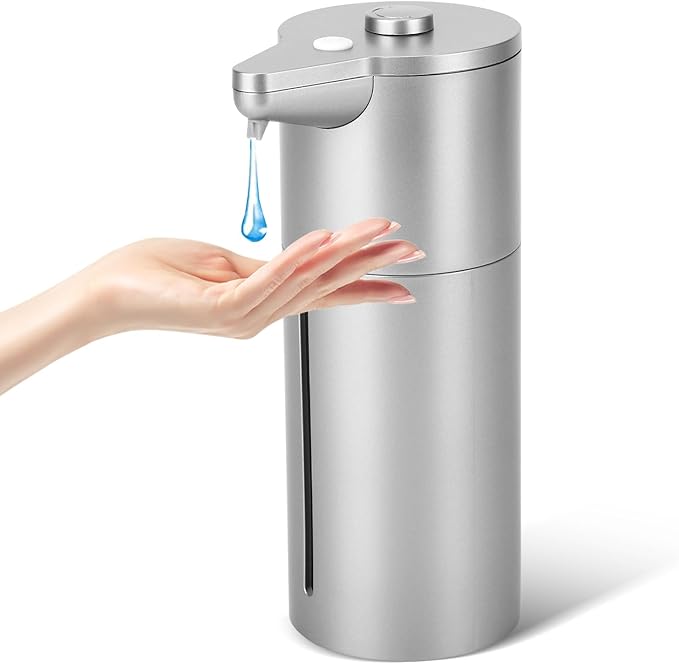 Aunmaon Automatic Soap Dispenser Touchless,Upgrade Adjustable Volume for Thick and Thin Liquid Battery Hand Soap Dispenser,Dish Soap Dispenser Kitchen Bathroom,Auto Soap Dispenser Hands Free Silver