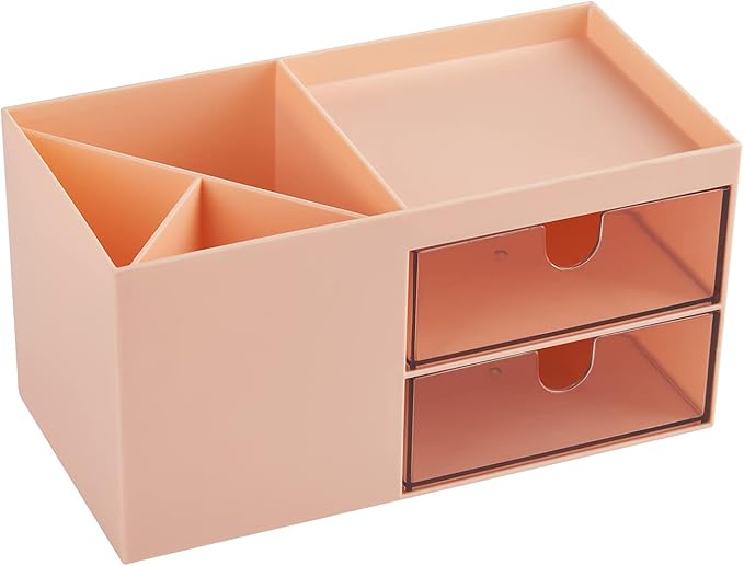 Office Desk Organizer with drawer, Office Supplies and Desk Accessories, Pink