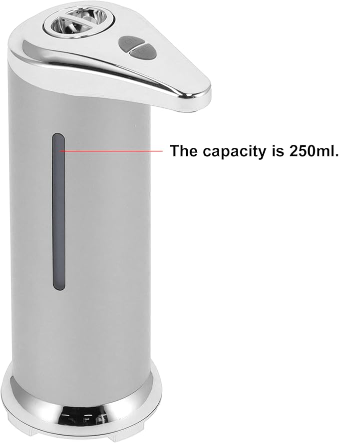 250ml Soap Dispenser, Automatic Soap Dispenser Touchless Touchless Hand Soap Dispenser for Home Bathroom Kitchen School Hotel (Silver)