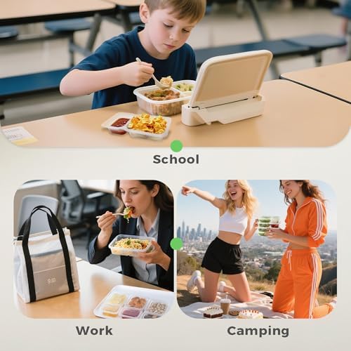 Reusable Snack Containers with Lids, 9 oz Double Compartment Plastic Snack Pack Containers Portion Control Meal Prep Snack Boxes BPA Free 40 Sets for Work Travel School
