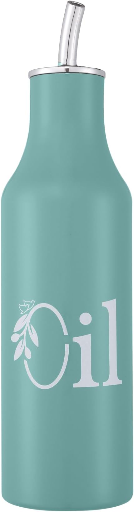 dudki 1 Litre Stainless Steel Oil Dispenser Bottle | Durable Metal Oil Pourer with Secure Leak-Proof Cap and Clean No-Drip Spout | Rust-Free Kitchen Oil Container for Everyday Cooking (Moss Green)