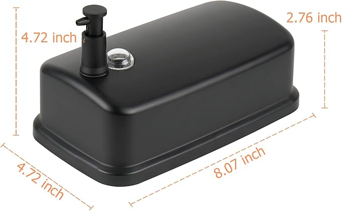 Wall Mounted Soap Dispenser, 1000ml/33.8 fl.oz, Black Metal