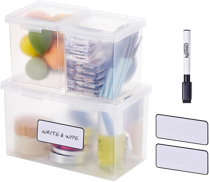 Bostitch Konnect Storage Containers with Lids, 1 4 Qt Box, 2 1.5 Qt boxes