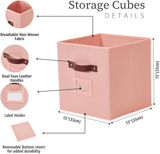 Storage Cubes, 13x13x13 Storage Cube Bins with Labels, 13" / 6pcs, Rainbow