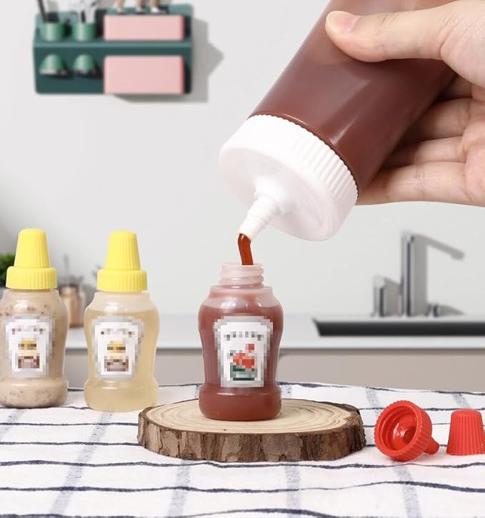 Mini 25 ml Squeeze Condiment Bottles for Lunch Boxes, 6-Pack