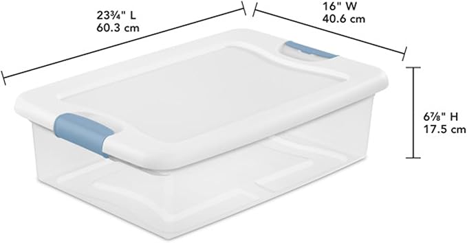 Sterilite 18-Pack Latching Box, Clear Plastic Under Bed Storage Bins with Lids, 32 Quart - Large Stackable Tote Organizer Containers for Closet, Bedroom, Bathroom, and Office Organization