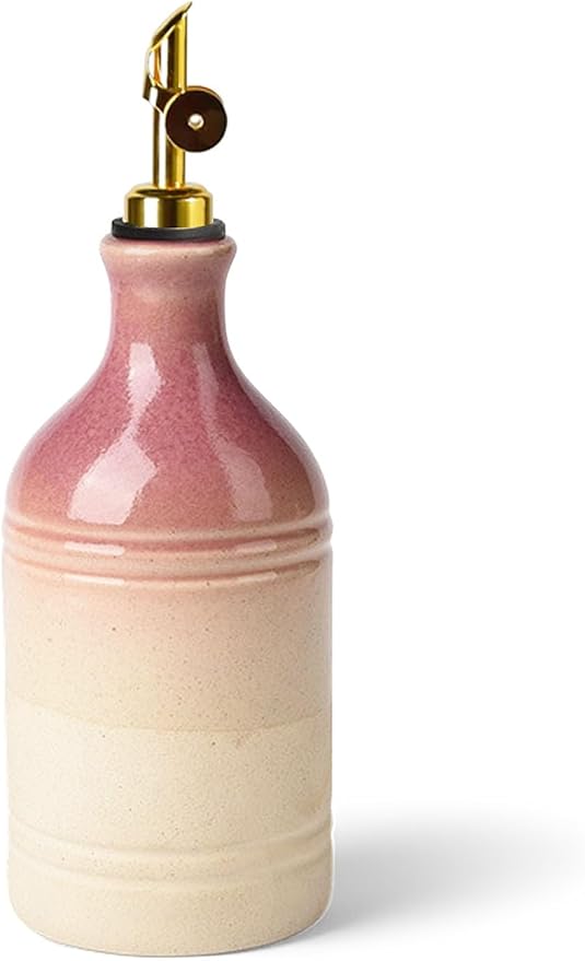 1 Pcs Olive Oil Dispenser Bottle for Kitchen,24oz Oil and Vinegar Dispenser Set, Coffee Syrup Dispenser with 1 Pourers and 1 Funnel (Pink)